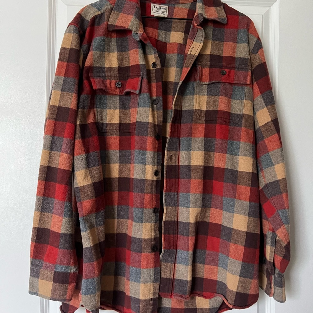 Men’s L.L. Bean Size XL Reg Flannel Shirt 100% Cotton